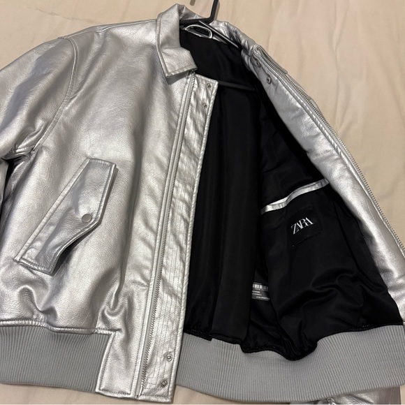 Zara Metallic Faux Leather Jacket - Picture 4 of 8